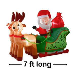 7' Ft Long Santa's Sleigh Holiday Inflatable | PopFun