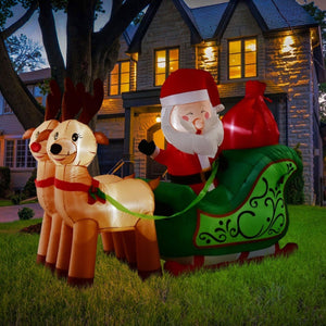 7' Ft Long Santa's Sleigh Holiday Inflatable | PopFun