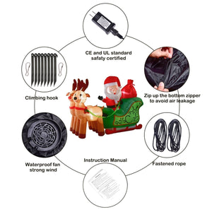 7' Ft Long Santa's Sleigh Holiday Inflatable | PopFun