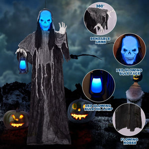 72" Hanging Interactive Reaper with LED and Sound Effects - PopFun
