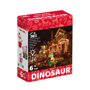 6' Ft Christmas Dinosaur Holiday Inflatable | PopFun