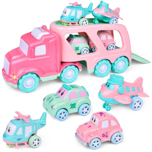 Cartoon Vehicles with Carrier Truck - PopFun