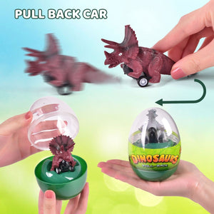 Easter Egg Prefilled with Dinosaur Pull-Back Cars, 12 pcs - PopFun