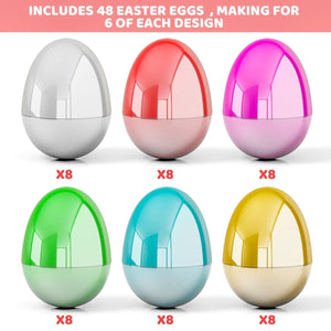 Fillable Metallic Easter Eggs 48 Pcs - PopFun