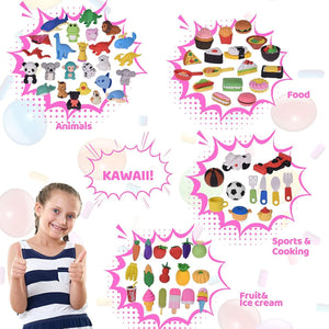 Food & Animal Erasers in Easter Eggs 72 Pcs - PopFun
