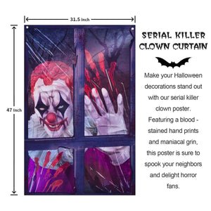 Halloween Killer Clown Curtain - PopFun