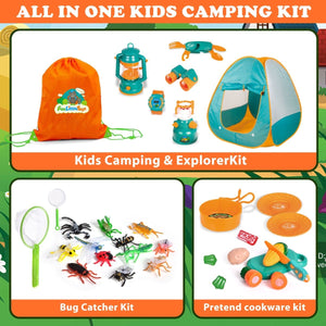 Kids Camping Play Tent with Accessories (35pcs) - PopFun
