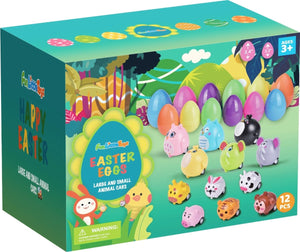 Prefilled Easter Eggs with Animal Pull Back Cars (12pcs) - PopFun
