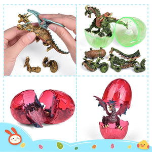 Prefilled Easter Eggs with Dragon Toys 12 Pcs - PopFun