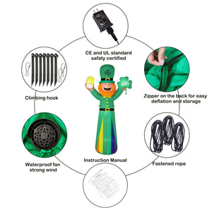 St. Patrick's Day Leprechaun Inflatable (8.8ft) - PopFun