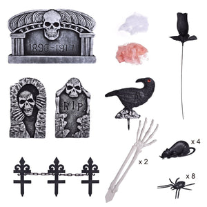 Tombstone Decorations with Spiders - PopFun