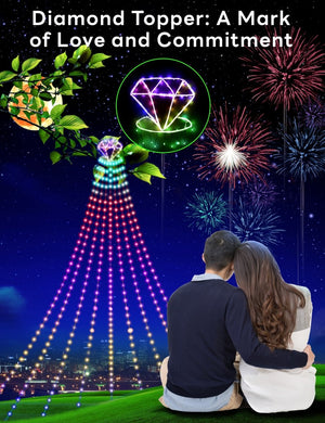 Valentine’s Diamond Topper Waterfall Outdoor String Lights - PopFun