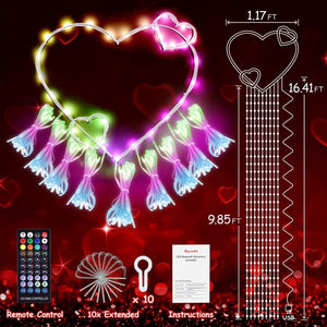 Valentine’s Heart Topper Waterfall Outdoor String Lights - PopFun