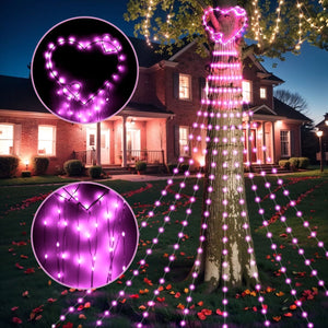 Valentine’s Heart Topper Waterfall Outdoor String Lights - PopFun