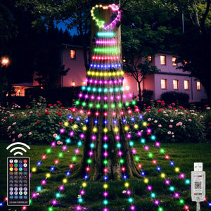 Valentine’s Heart Topper Waterfall Outdoor String Lights - PopFun