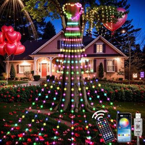 Valentine’s Heart Topper Waterfall Outdoor String Lights - PopFun