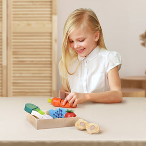 Wooden Pretend Play Food Cutting Set - PopFun