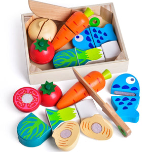 Wooden Pretend Play Food Cutting Set - PopFun