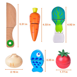 Wooden Pretend Play Food Cutting Set - PopFun