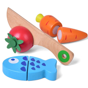 Wooden Pretend Play Food Cutting Set - PopFun