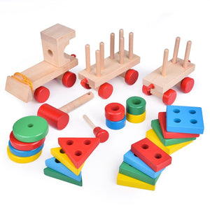 Wooden Stacking Train for Toddlers - PopFun