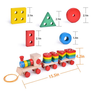 Wooden Stacking Train for Toddlers - PopFun