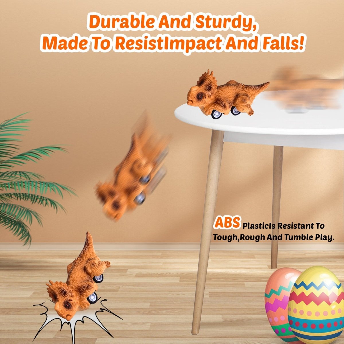 12PCS Easter Dinosaur Pull Back Cars in Dino Eggs - PopFun