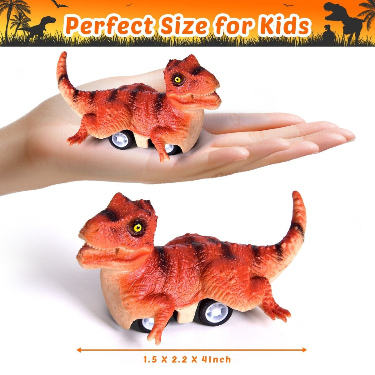 12PCS Easter Dinosaur Pull Back Cars in Dino Eggs - PopFun