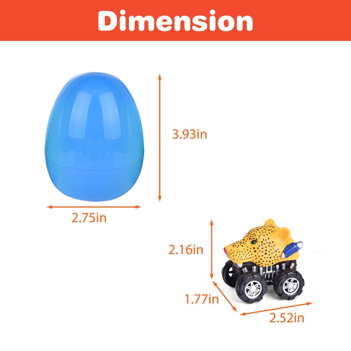 12PCS Easter Eggs Pre-Filled with Pull Back Mini Animal Cars Vehicle Toys - PopFun