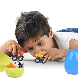 12PCS Easter Eggs Pre-Filled with Pull Back Mini Animal Cars Vehicle Toys - PopFun