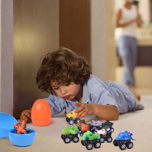 12PCS Easter Eggs Pre-Filled with Pull Back Mini Animal Cars Vehicle Toys - PopFun