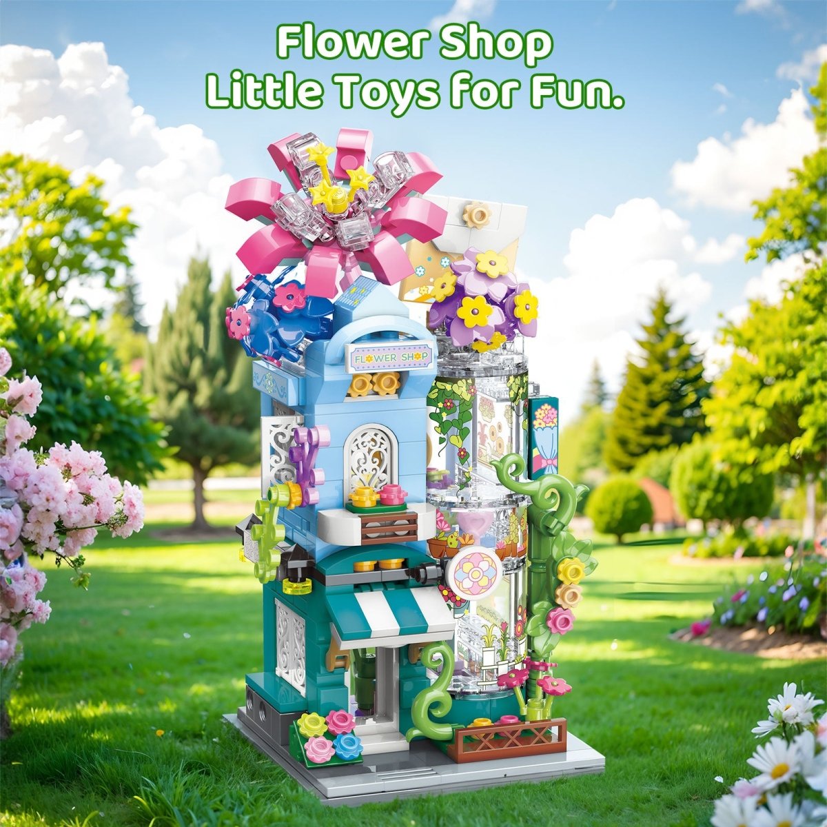 356PCS Flower House Creative City Street View Building Blocks - PopFun
