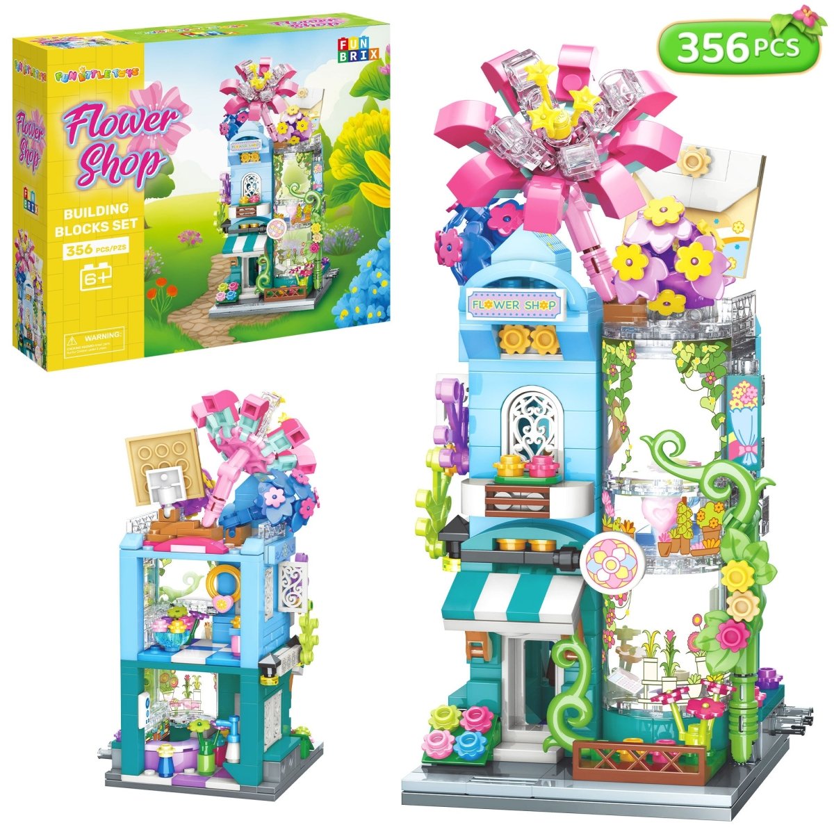 356PCS Flower House Creative City Street View Building Blocks - PopFun