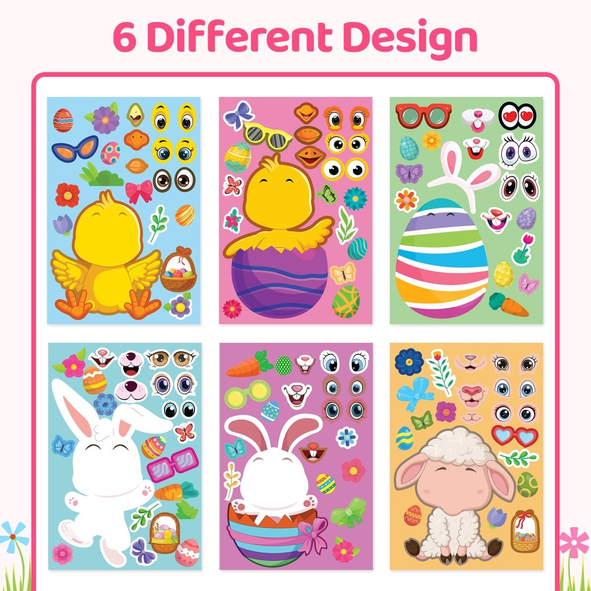 36PCS Easter-Themed Make A Face Stickers - PopFun