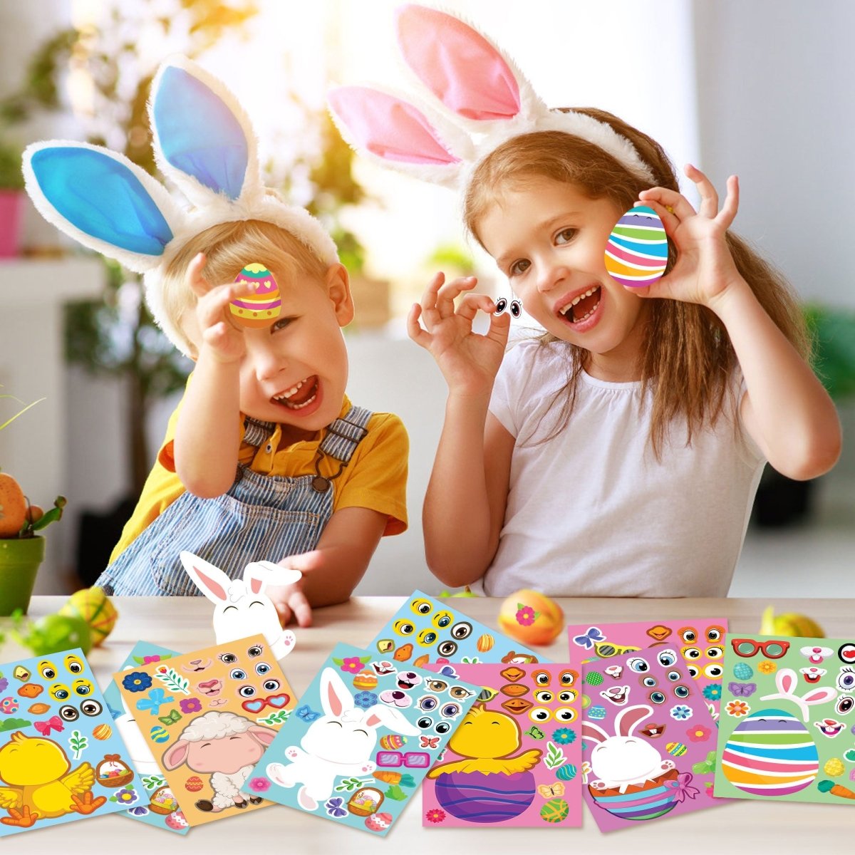 36PCS Easter-Themed Make A Face Stickers - PopFun