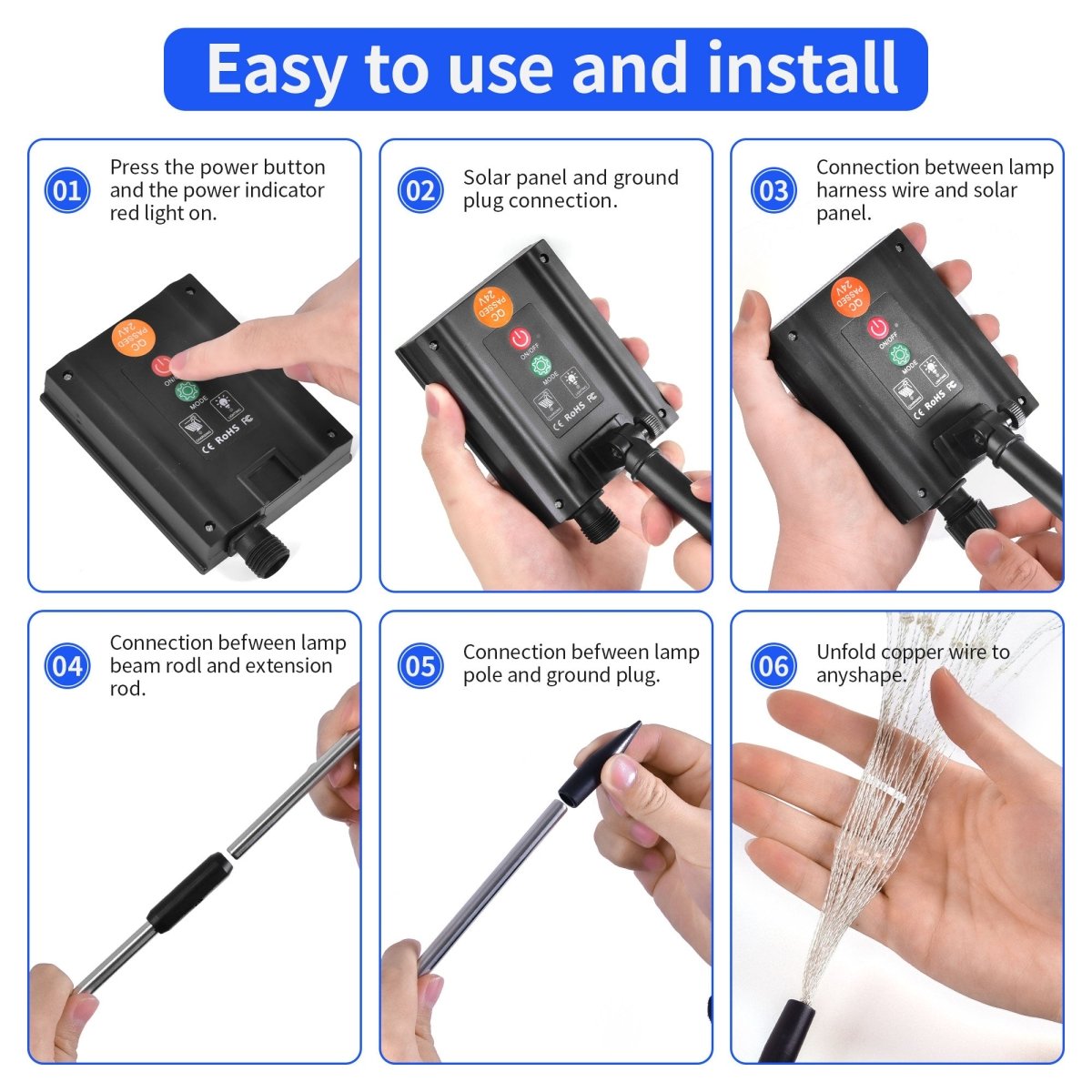 4PCS Solar - Powered Firework Lights with 120 LED Lights & 8 Modes for Garden Lawn Yard Outdoor Light Decorations - PopFun