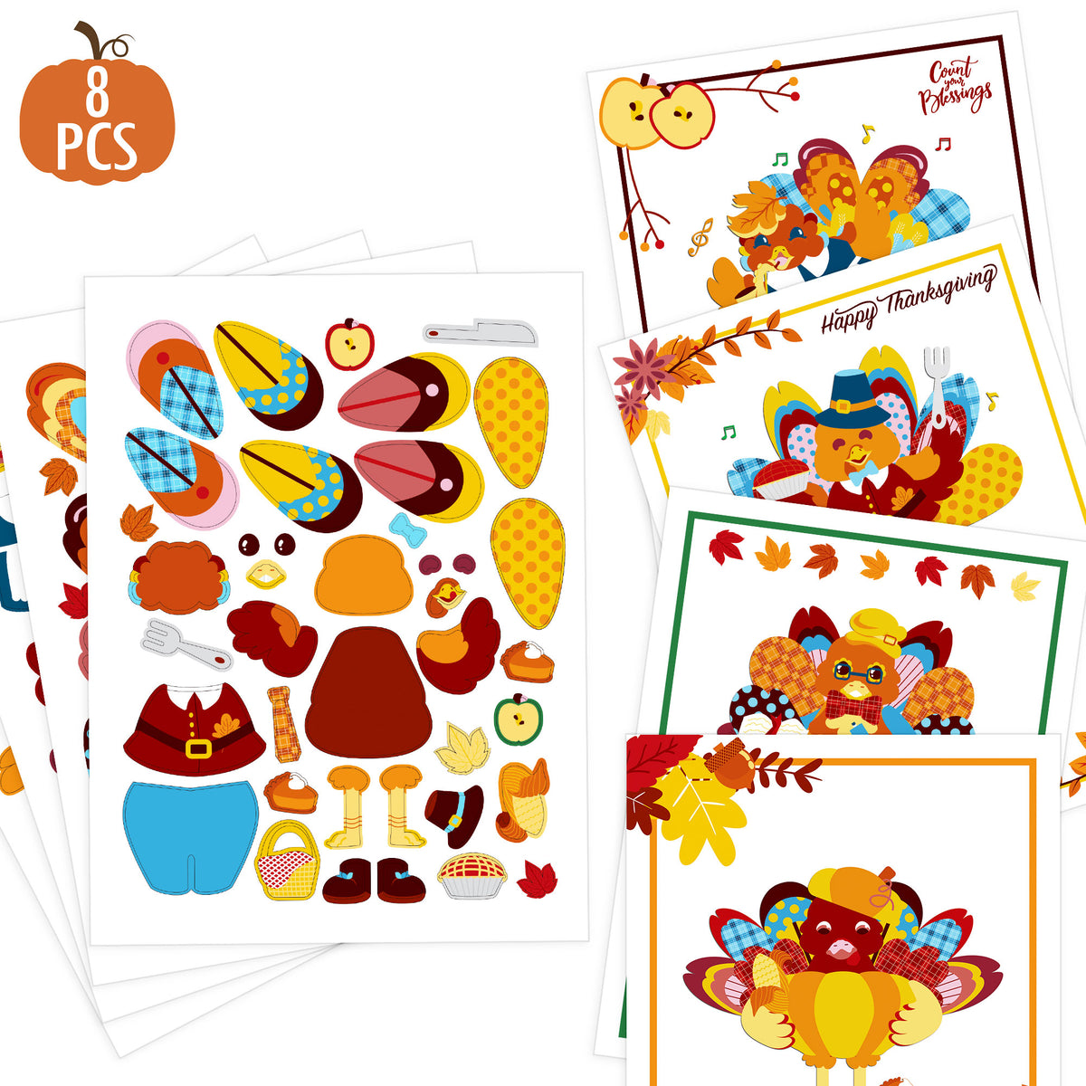 151 PCS Thanksgiving DIY Make a Turkey Stickers | PopFun