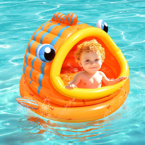 FUN LITTLE TOYS Inflatable Baby Pool with Shade, Kids Blow Up Pool with Canopy, Kiddie Pool for Indoor Outdoor Summer Swimming Floats for Toddler 3-48 Months