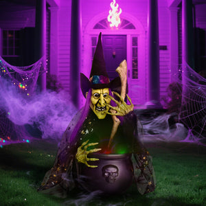 1.4 ft Witches with Cauldron Decoration