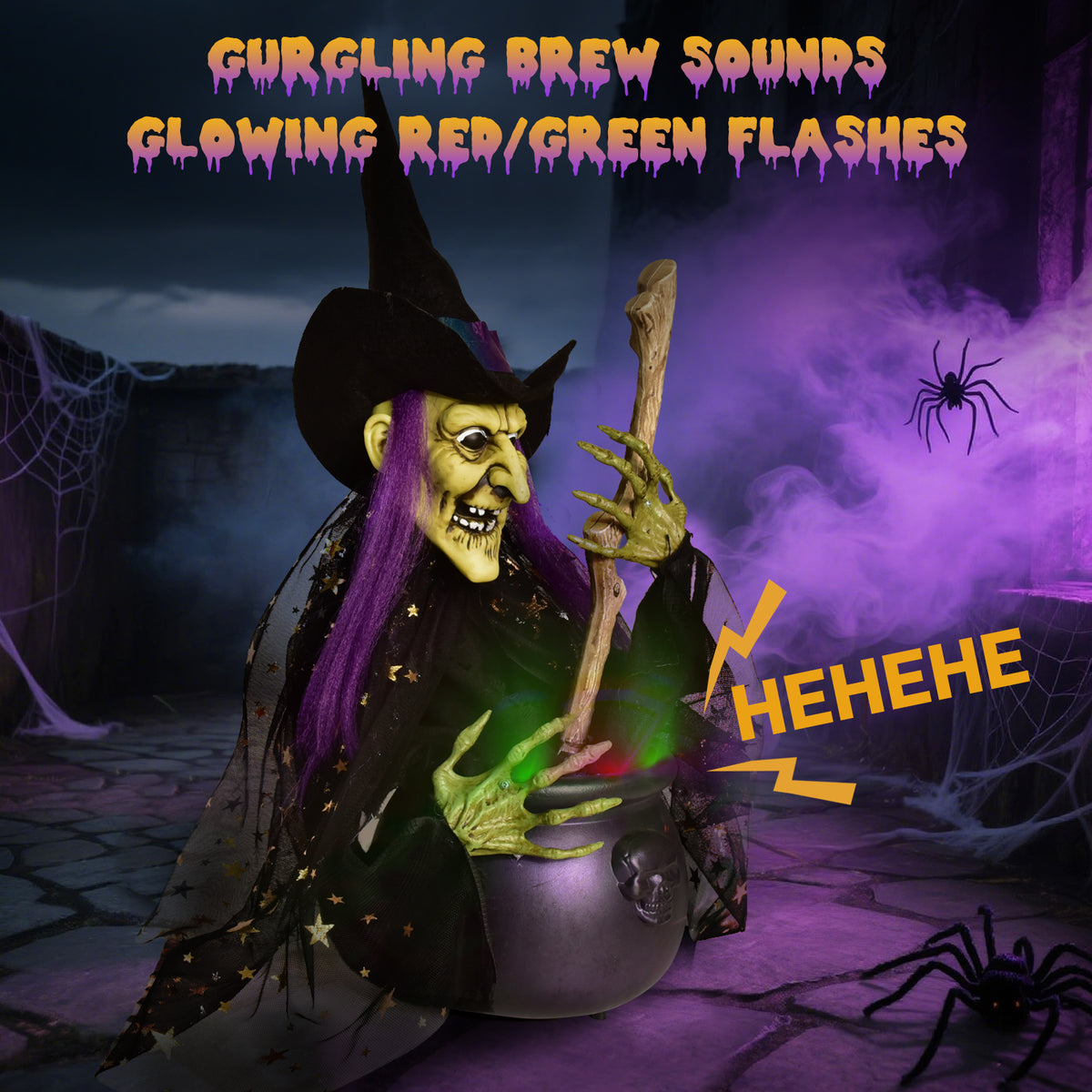 1.4 ft Witches with Cauldron Decoration