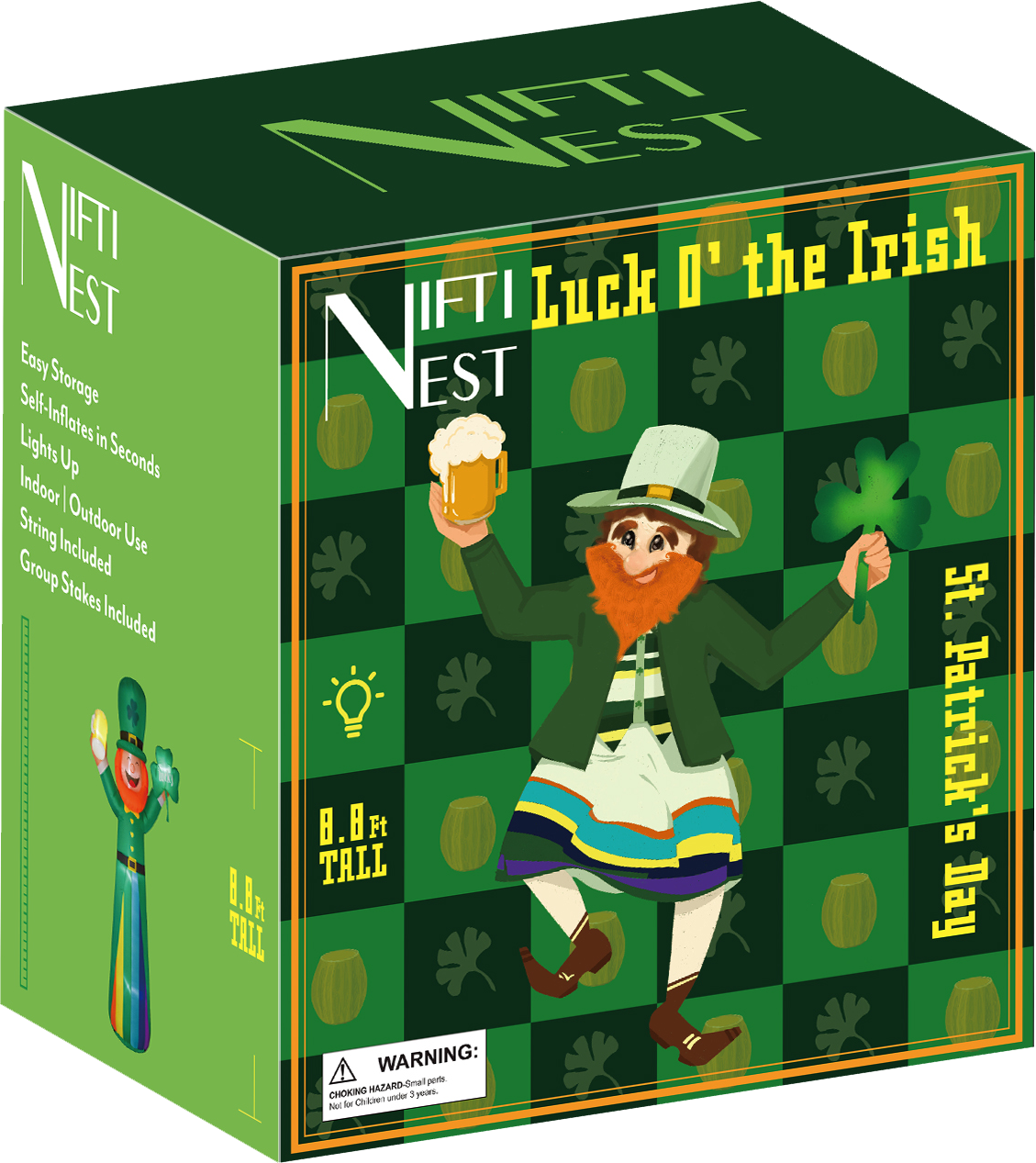 St. Patrick's Day Leprechaun Inflatable 8.8ft