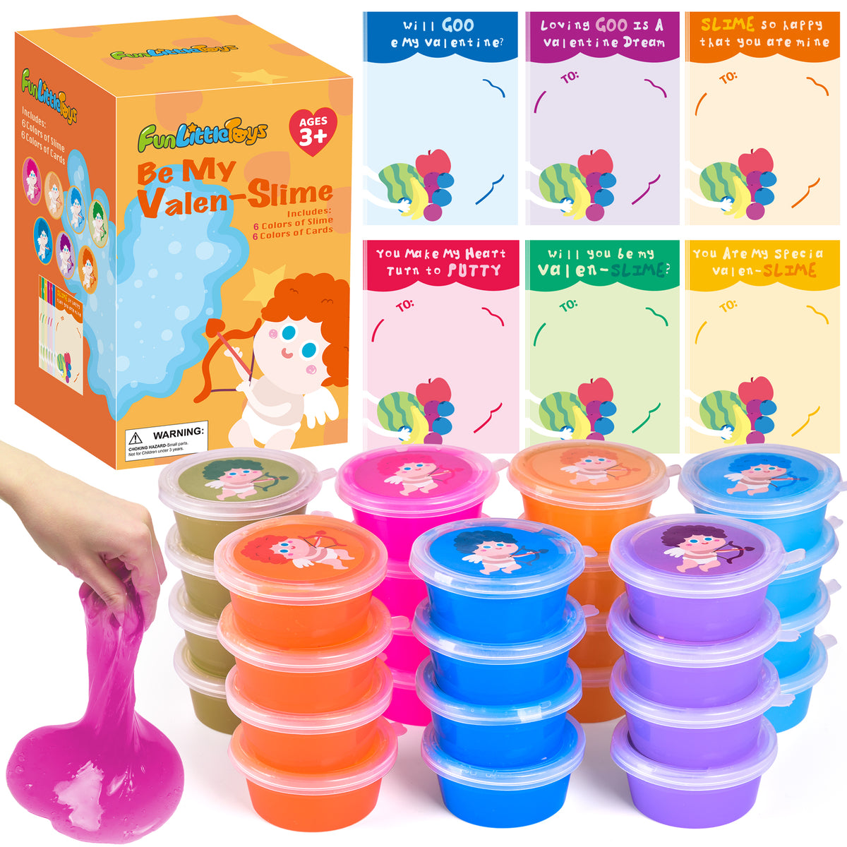 Valentines Gift Slime Kit with Cards 28pcs