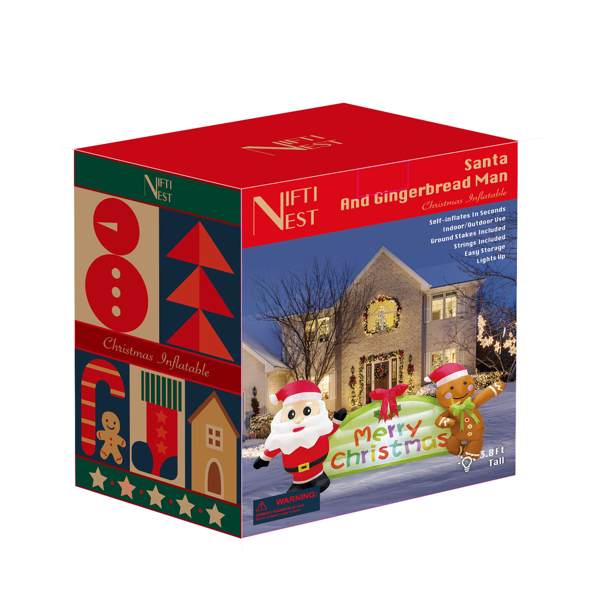 Santa and Gingerbread Man Christmas Inflatable