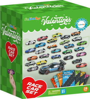 Valentines Day Gifts Cards with Racing Car Toys 28pcs