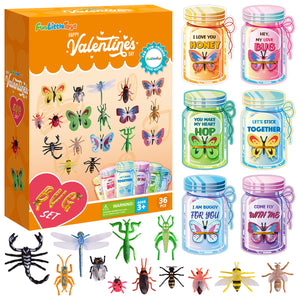Love Bug Valentine's Day Cards for Kids (36pcs)
