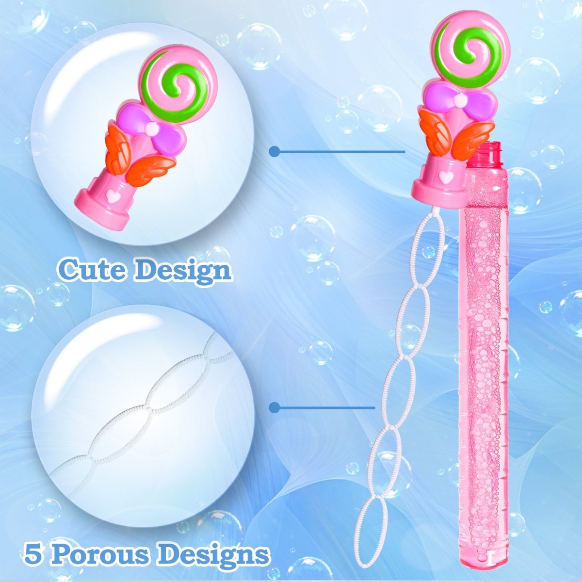 Assorted Macaron Lollipop Bubble Wands - PopFun