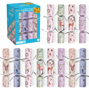 FUN LITTLE TOYS Christmas Crackers, 12 Pack Christmas No Snap Party Favors with Party Hat