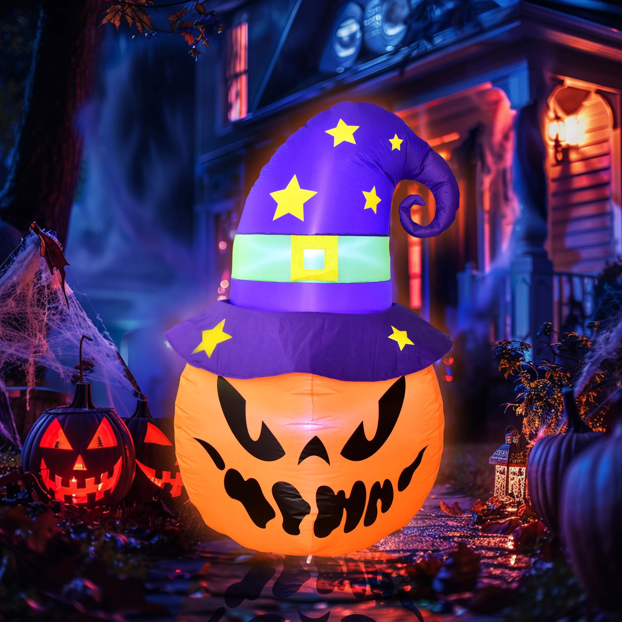 5FT Halloween Decorations Outdoor - Halloween Inflatables Pumpkin with Build-in LED Lights Blow Up Pumpkin for Halloween Party Indoor Outdoor Yard Garden