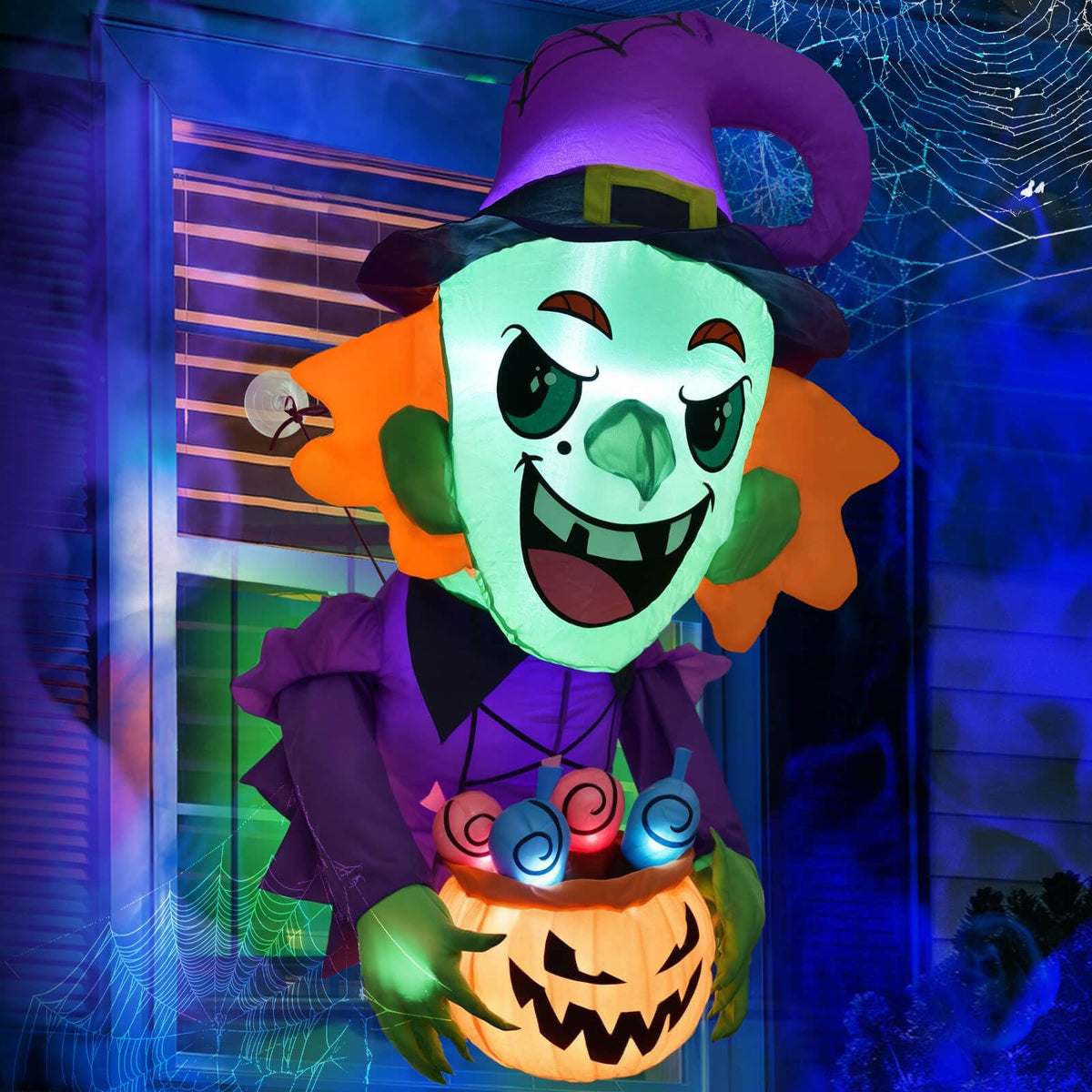 3.5FT Halloween Decorations Outside - Halloween Inflatable Decor Outdoor Scary Witch Broke Out from Window with Build-in LED for Halloween Decoration Party Decor