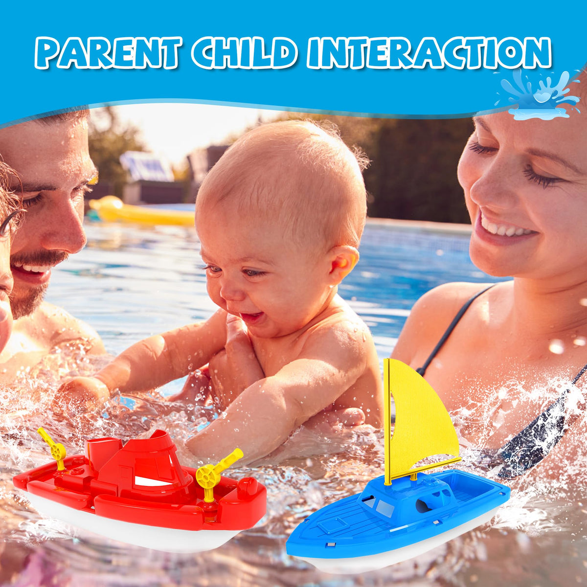 Toy Boats, 3 PCS Boat Bath Toy Toddler Pool Toys, Toy Boats for Water Play Plastic Toy Boats for Toddlers 1-3